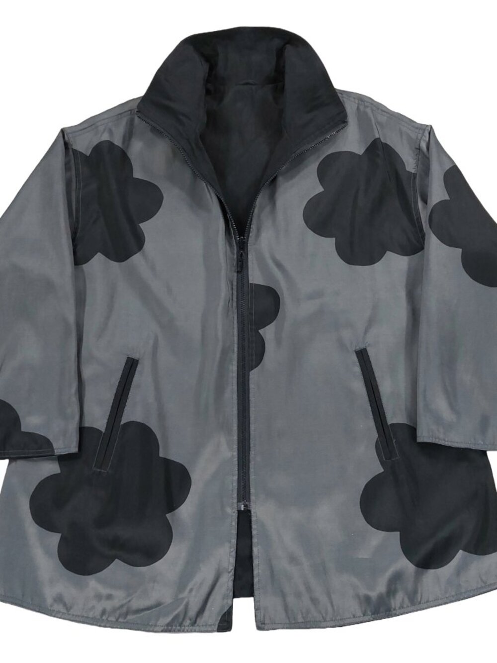 Mycra PAC Now Floral Raincoat Reversible Jacket Black/Grey Womens 1-S/M Oversize